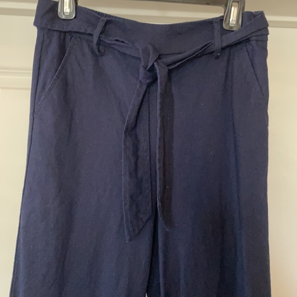 JCREW LINEN & COTTON BLEND BLUE TIE PANTS. SIZE SMALL. - Picture 2 of 4